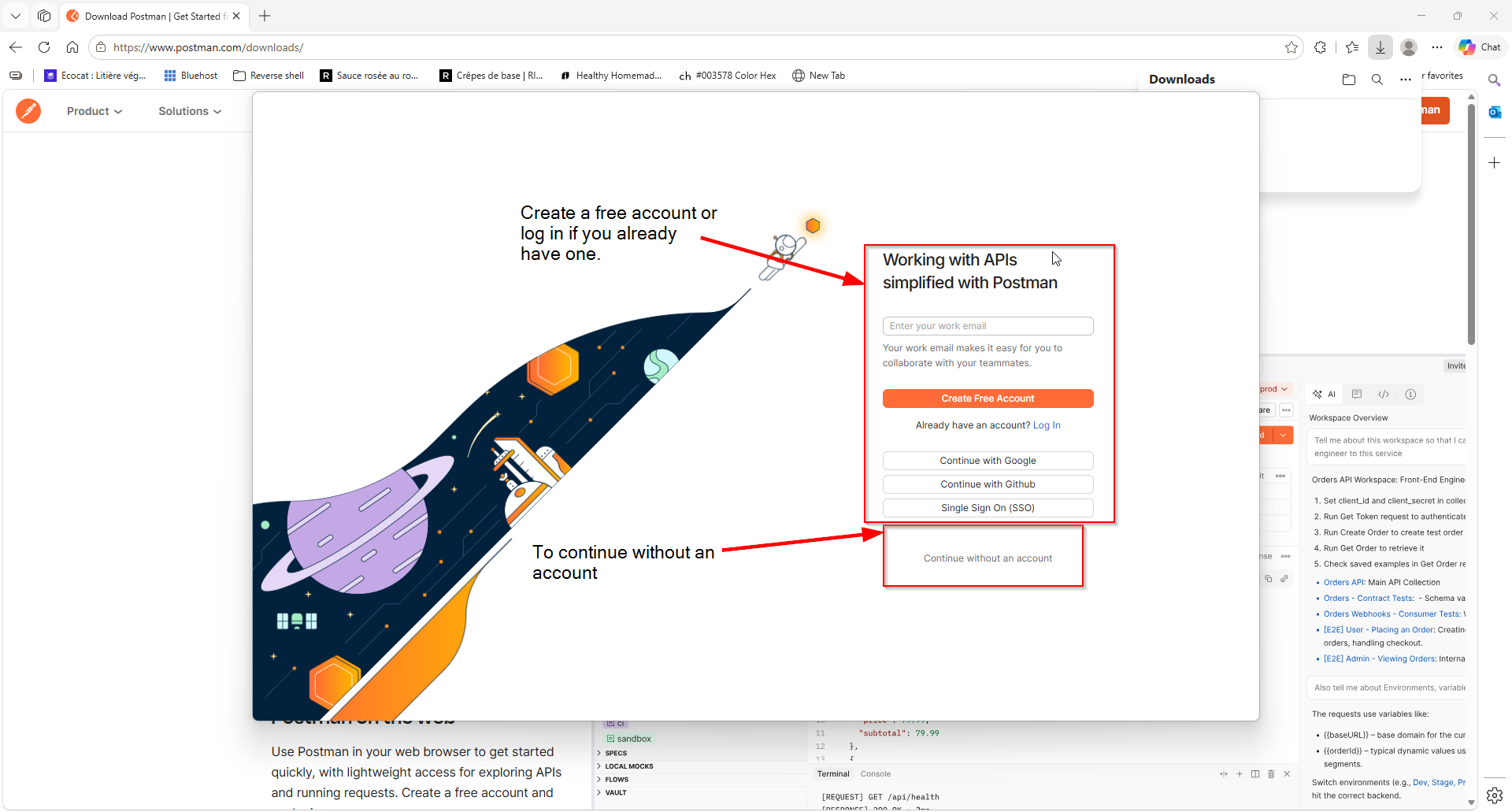 Create an account or continue without one.